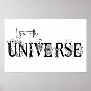 Affiche Ecoutez l'univers Stars Lotus moon Sun Art