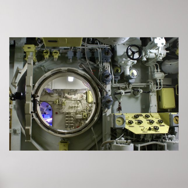 Affiche écoutille sur un ancien sous-marin rétro (Devant)