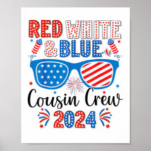 Affiche Écran Rouge Blanc Et Bleu Cousin 2024 4 juillet Am