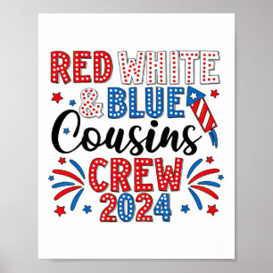 Affiche Écran Rouge Blanc Et Bleu Cousin 4 juillet Cousin