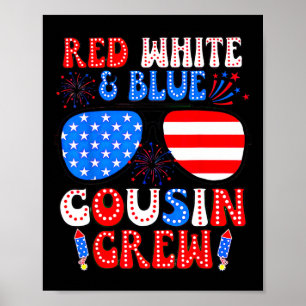 Affiche Écran Rouge Blanc Et Bleu Cousin 4 juillet Cousin
