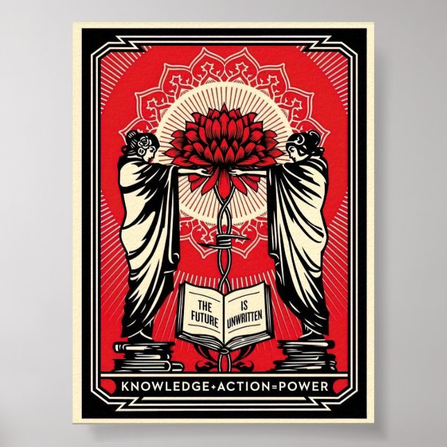 Affiche Écran Shepard Fairey Imprimer Connaissance Action  (Devant)