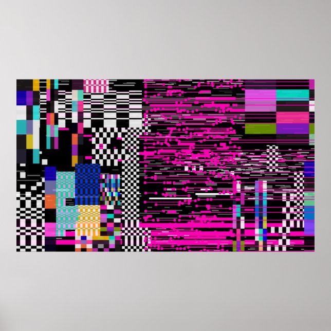 Affiche Écran VHS rétro rayé avec scintillement et cassé (Devant)