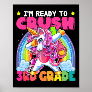 Affiche Écraser 3e Année Dabbing Unicorn Retour À L'École
