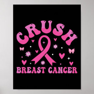 Affiche Écraser Cancer du sein Sensibilisation Bling Pink 