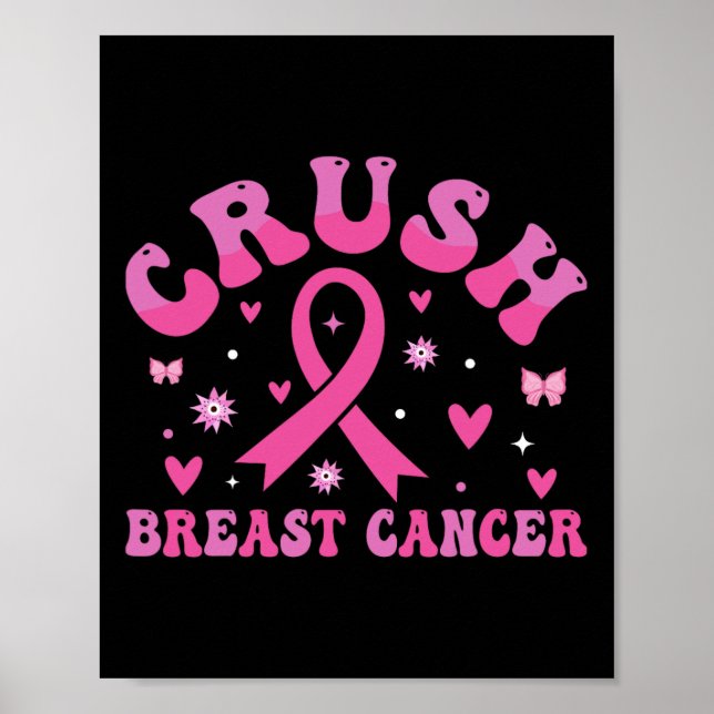 Affiche Écraser Cancer du sein Sensibilisation Bling Pink  (Devant)