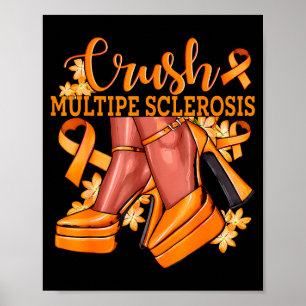 Affiche Écraser la sclérose en plaques Ruban orange brilla
