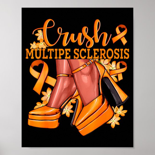 Affiche Écraser la sclérose en plaques Ruban orange brilla (Devant)