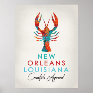 Affiche Écrevisses de la Nouvelle-Orléans Louisiane