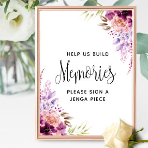 Affiche Écriteau de mariage Violet et Violet, Construire d