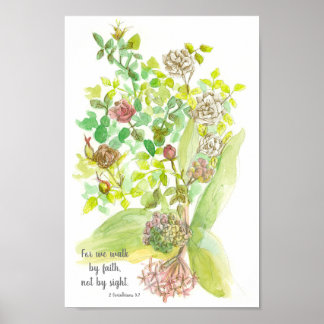 Affiche Écriture 2 Corinthiens 5:7 Bible Verse Rose