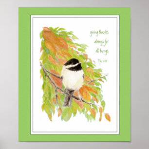 Affiche Ecriture, Action de grâces, Automne, Chickadee, Oi