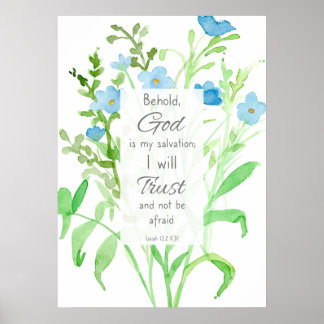 Affiche Écriture Bible Verse Ésaïe 12:2 Fleurs sauvages Fl