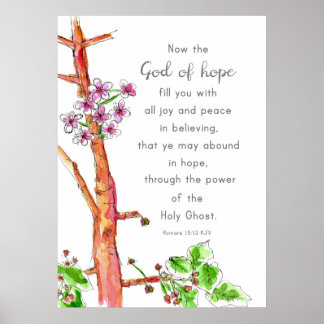 Affiche Écriture Bible Verse Romains 15:13 Dieu de l'Espoi