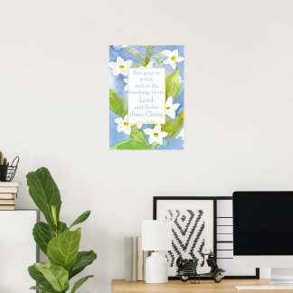 Affiche Écriture biblique 2 Pierre 3:18 Fleurs Nicotiana