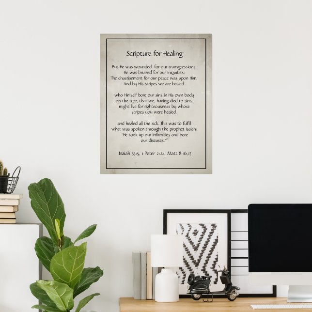Affiche Écriture biblique pour la guérison de la santé mal (Bureau à domicile)