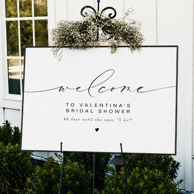 Affiche Écriture calligraphique chic pour la bienvenue de  (Chic Calligraphy Script Bridal Shower Welcome Sign)