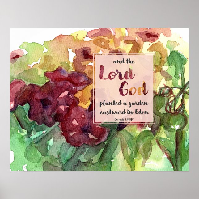 Affiche Écriture de jardin Fleurs de pétunia Genèse (Devant)