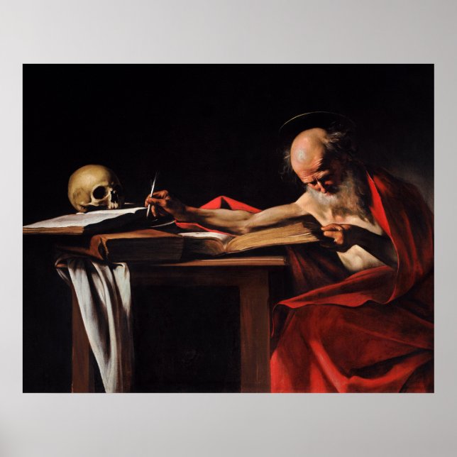 Affiche Écriture de Saint Jérôme (par Caravaggio) (Devant)