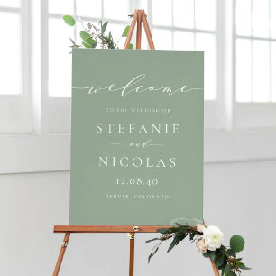 Affiche Écriture délicate Panneau de bienvenue de mariage 