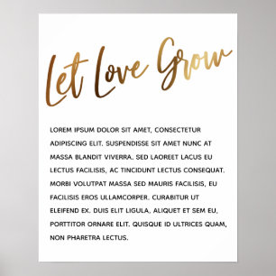 Affiche Écriture dorée "Laissez l'amour grandir" Evénement