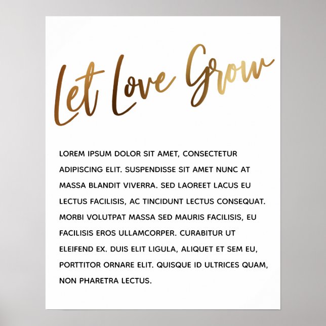 Affiche Écriture dorée "Laissez l'amour grandir" Evénement (Devant)