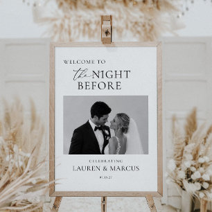 Affiche Écriture Élégante Nuit Avant Photo Mariage Bienven