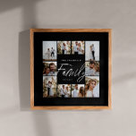 Affiche Écriture familiale élégant moderne minimaliste pho<br><div class="desc">Écriture familiale élégant moderne minimaliste noir personnalisé collage photo simple lignes propres imprimé cadeau de famille.</div>