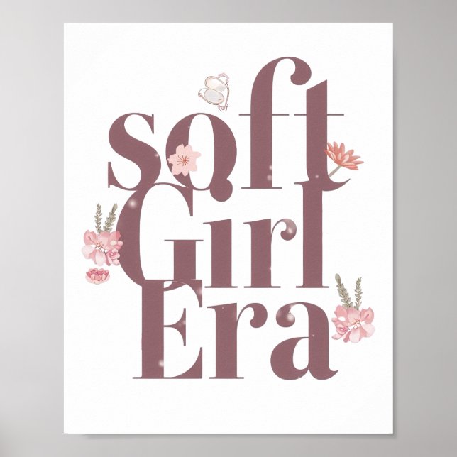 Affiche Écriture Féminine Délicate avec Fleurs (Devant)