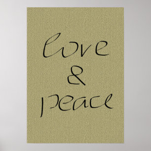 Affiche Écriture manuscrite Amour et Paix sur toile