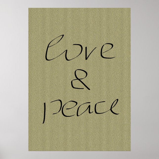 Affiche Écriture manuscrite Amour et Paix sur toile (Devant)