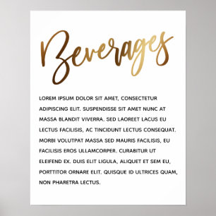 Affiche Écriture manuscrite minimale or Boissons d'événeme