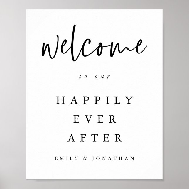 Affiche Écriture Moderne Bienvenue au Mariage Toute Couleu (Devant)