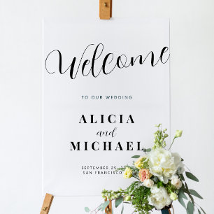 Affiche Ecriture moderne élégante mariage signe de bienven
