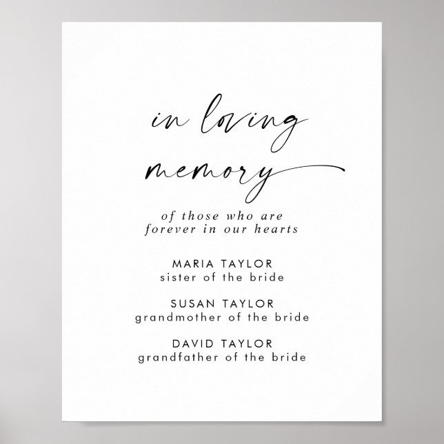 Affiche Écriture Moderne En Mémoire Affectueuse Mariage Mé (Devant)