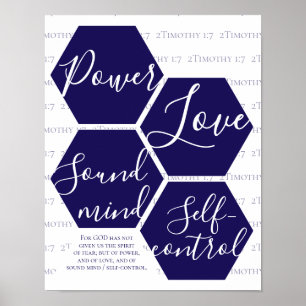 Affiche Écriture moderne POWER LOVE SOUND MIND Chrétien