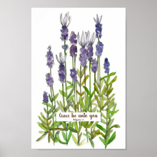 Affiche Écriture Philippiens 1:2 Bible Verse Lavender