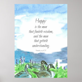 Affiche Écriture Proverbes 3:13 La Bible Heureux Est L'Hom