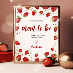 Affiche Écrivez votre adresse Baby shower fraise signe