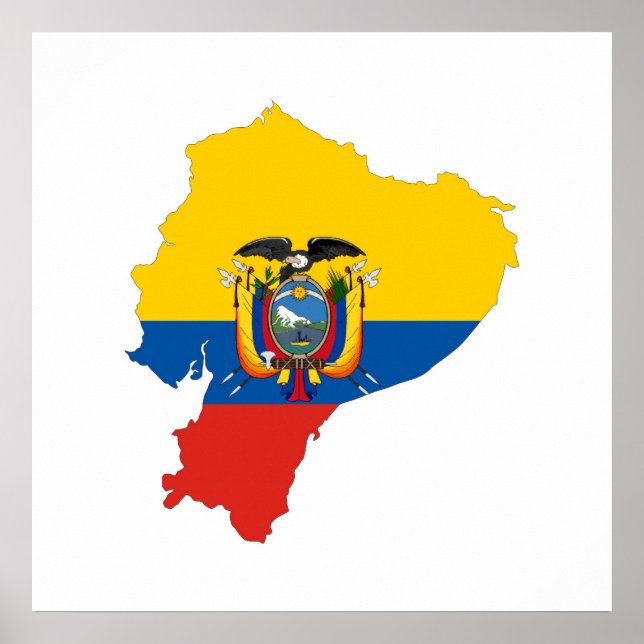 Affiche ecuador country flag map shape silhouette symbol (Devant)