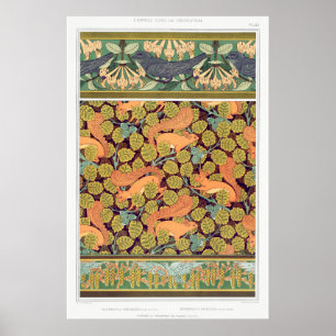 Affiche Écureuil art nouveau verneuil textile automne art
