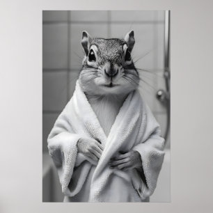 Affiche Écureuil dans une robe de chambre imprimée, mur de