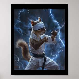 Affiche Écureuil d'art martial portant Karate Gi Lightning