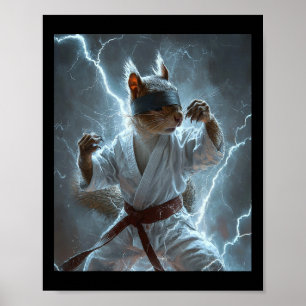 Affiche Écureuil d'art martial portant Karate Gi Lightning