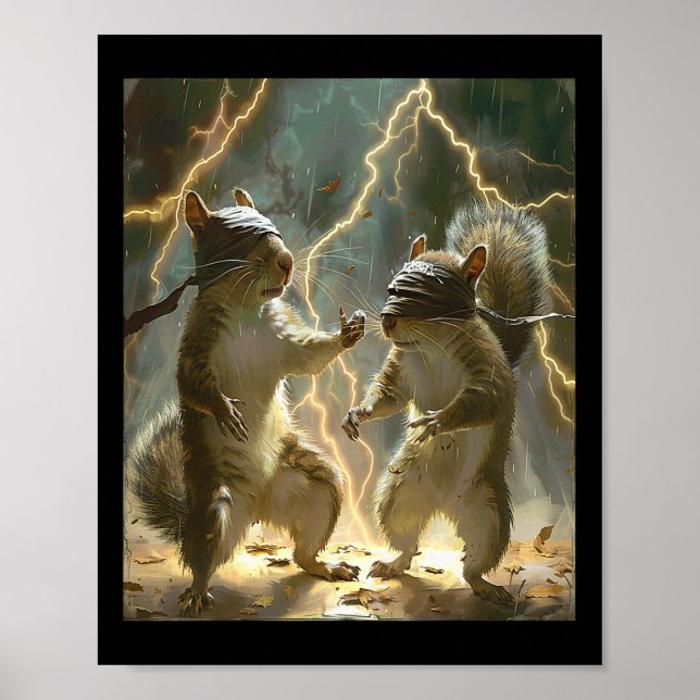 Affiche Écureuil d'art martial portant Karate Gi Lightning (Devant)
