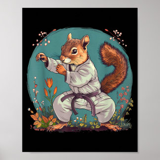 Affiche Écureuil de Judo Nature Taekwondo Karaté MMA Écure
