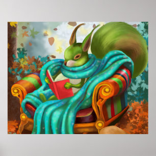 Affiche Écureuil de lecture