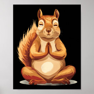 Affiche Écureuil de méditation Spiritualité Yoga Bouddhist