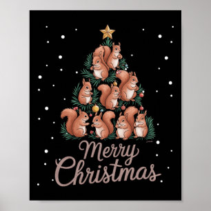 Affiche Écureuil de Noël Arbre d'écureuil Arbre de Noël 1