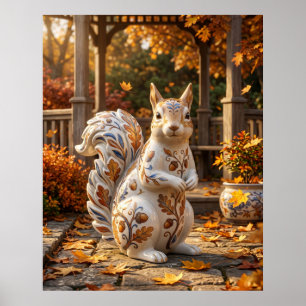 Affiche Écureuil de porcelaine Chêne Jardin